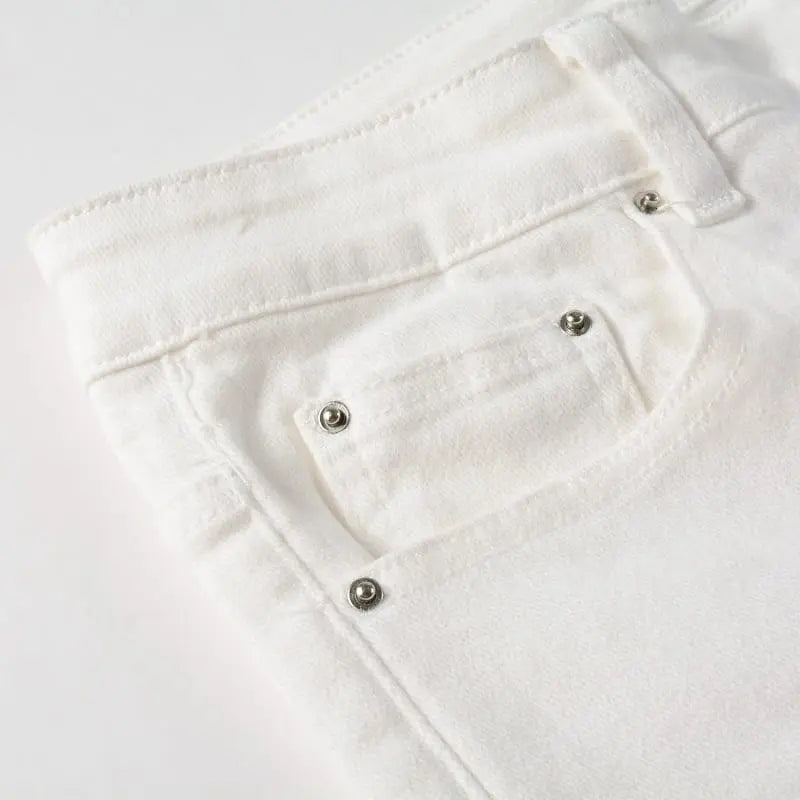 shiny white jeans Driply
