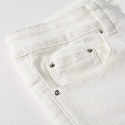 shiny white jeans Driply