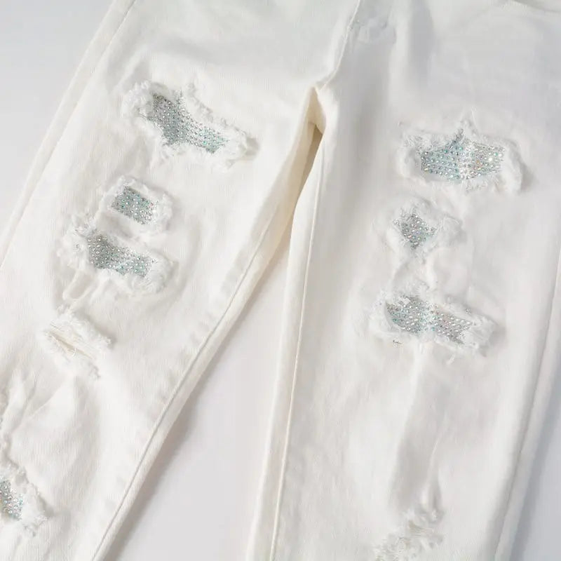 shiny white jeans Driply