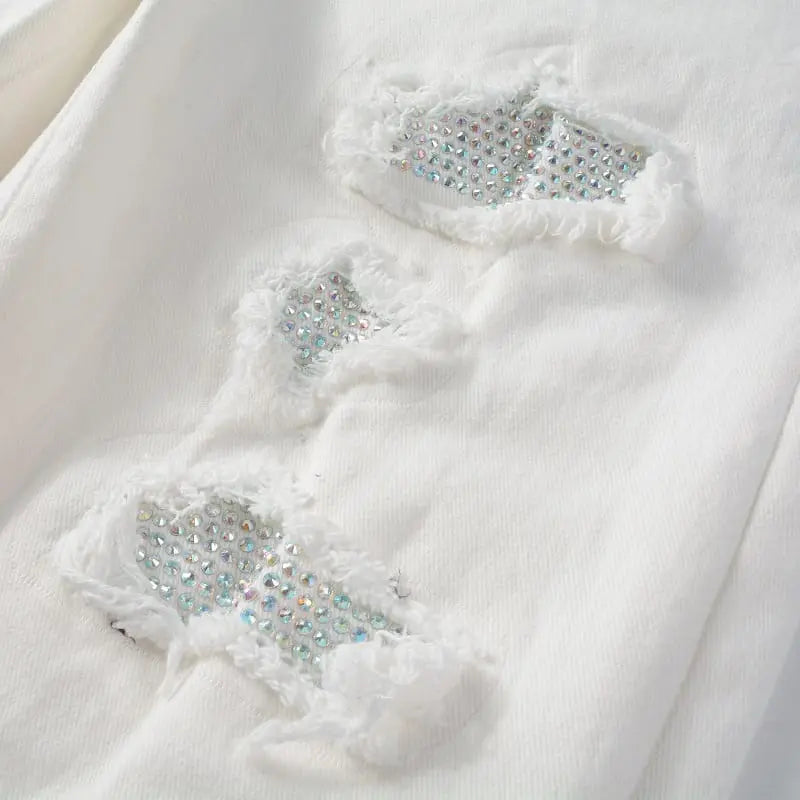 shiny white jeans Driply