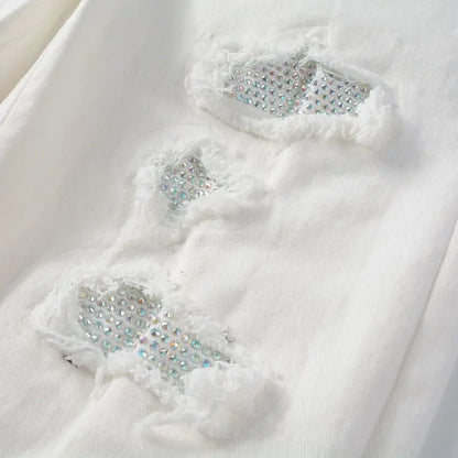 shiny white jeans Driply