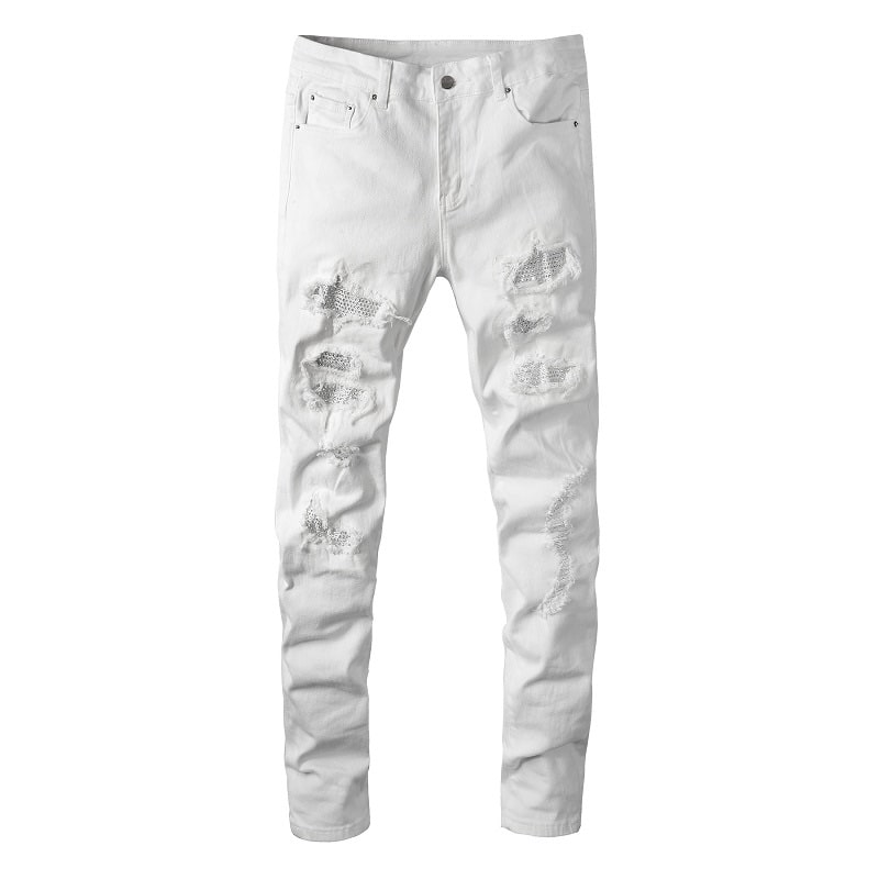 shiny white jeans Driply